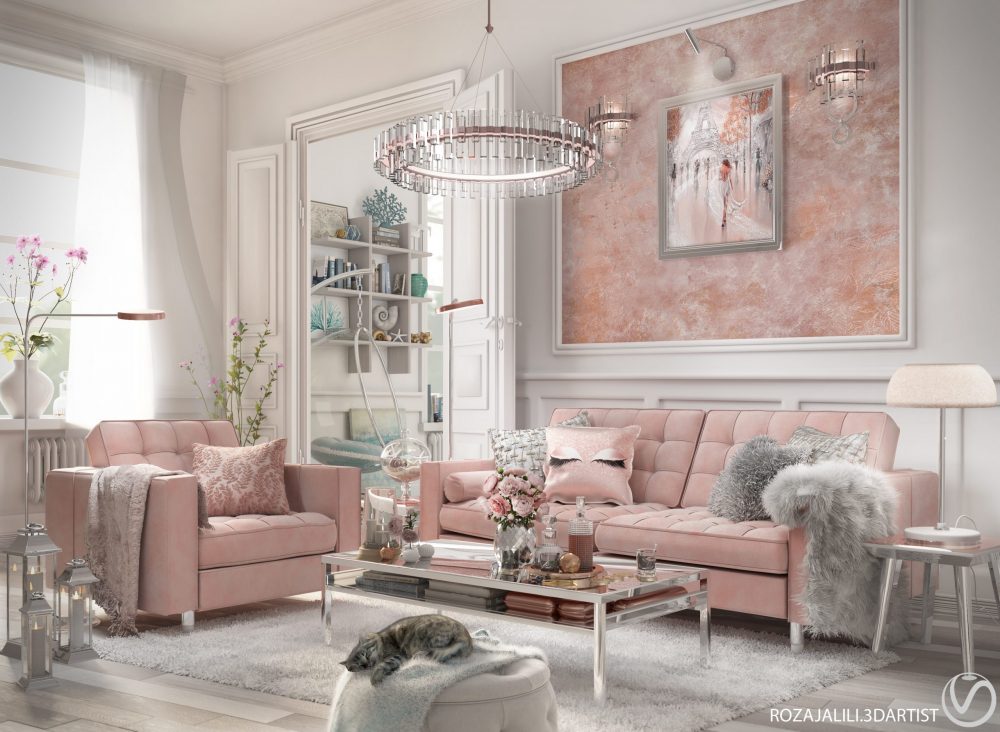 طراحی داخلی نشیمن به سبک مدرن با نرم افزار 3dsmax-vray5