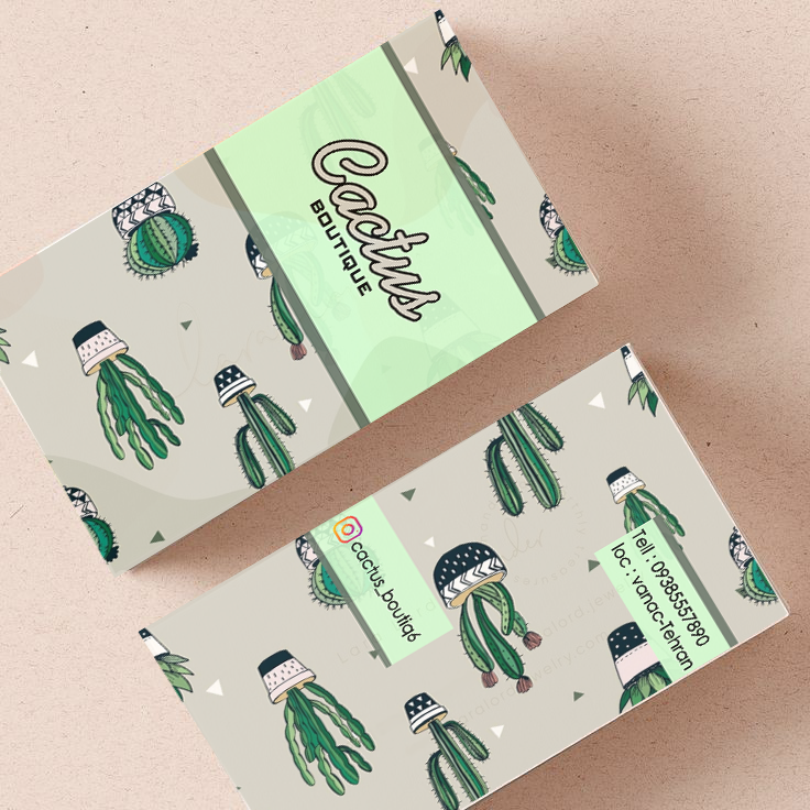 کارت ویزیت طراحی شده برای بوتیک کاکتوس