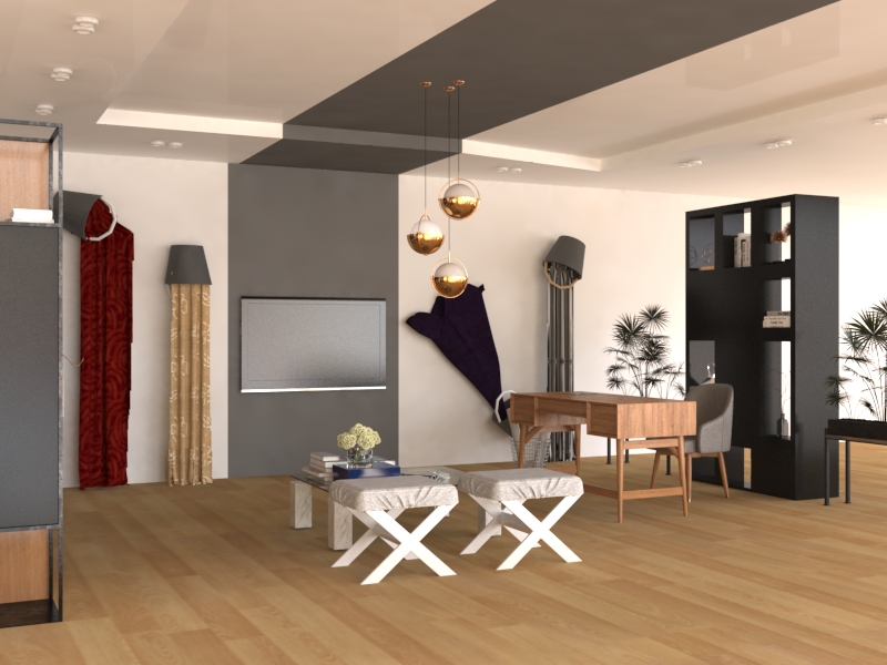 طراحی دفتر کار پارچه رومبلی