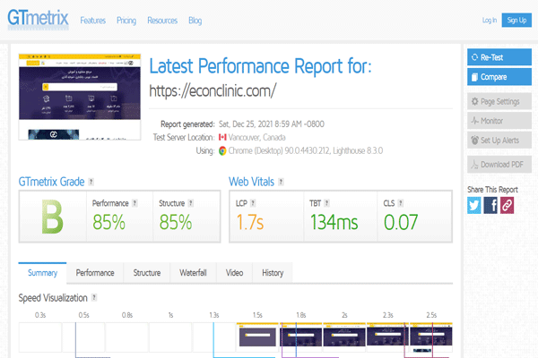 سرعت سایت econclinic