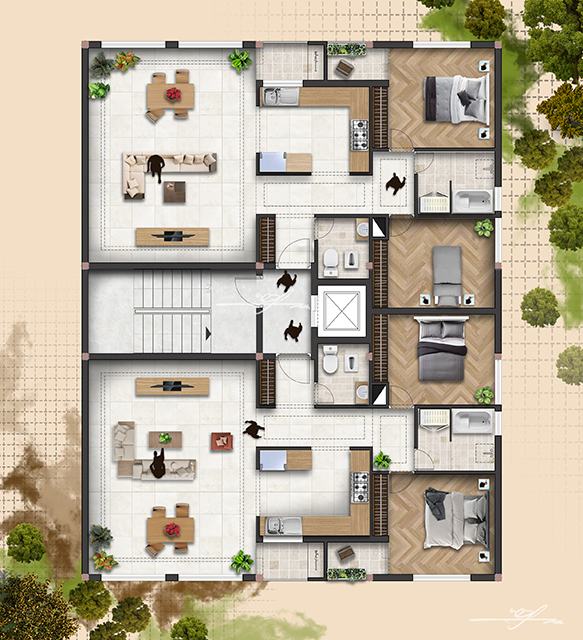 1-پست پرداکشن پلان، نما و برش های خام شما به صورت گرافیکی