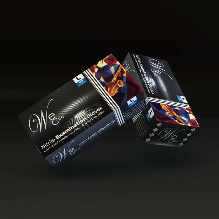 We Care gloves packaging