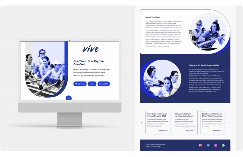 طراحی لندینگ پیج معرفی تیم ورزشی