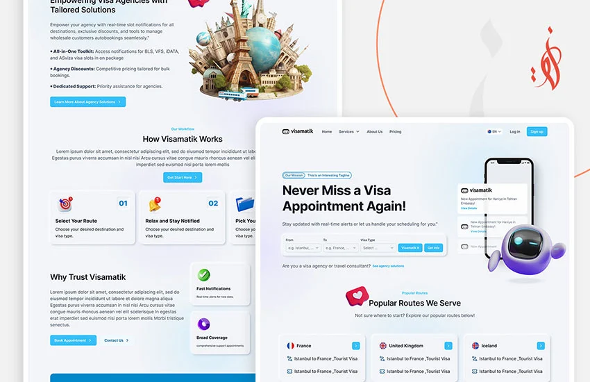 طراحی رابط کاربری و تجربه کاربری پلتفرم Visamatik