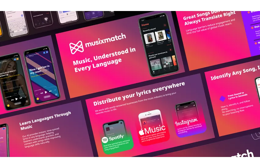 طراحی پیچ‌دک (Pitchdeck) Musixmatch برنامه موسیقی