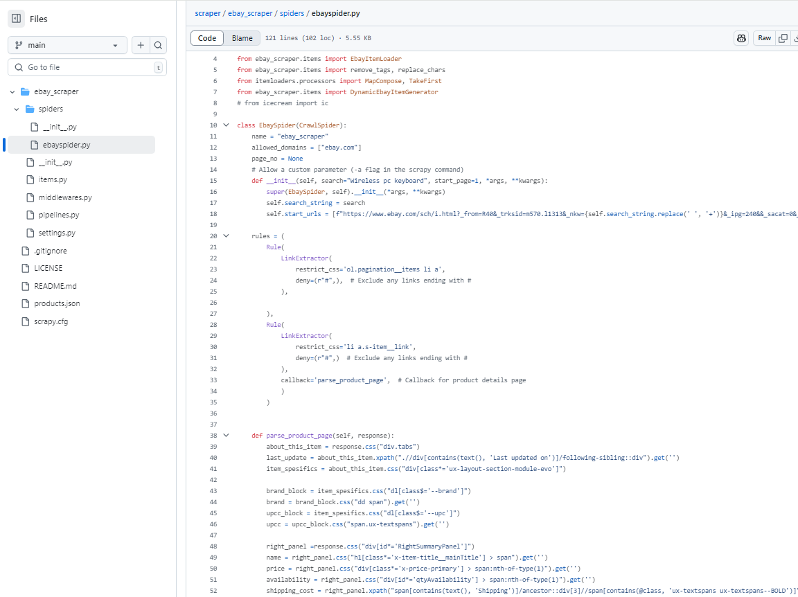 استخراج اطلاعات محصولات از سایت Ebay.com