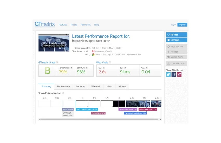 سرعت سایت بارست