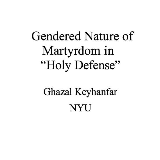 دفاع مقدس: جنگ، جنسیت و مذهب