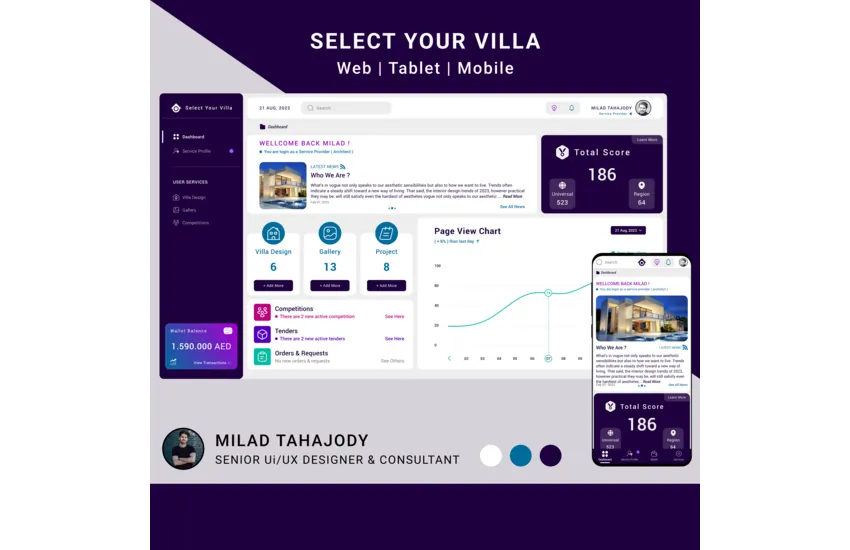 4-تحلیل سناریو و طراحی Ui/UX اختصاصی ویلا و خانه در امارات دبی