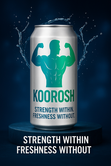 طراحی لیبل و بسته‌بندی نوشیدنی انرژی‌زا KOOROSH