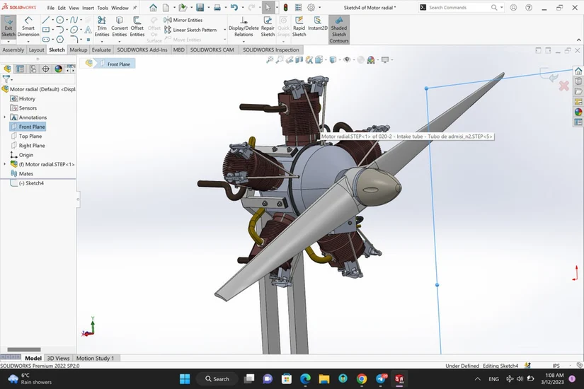 طراحی مفهومی از یک ماکت موتور پیستونی هوایی شعاعی
