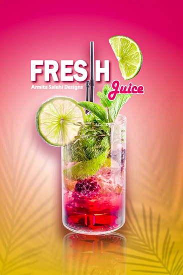 پوستـر تبلیغاتـی نوشیدنـی خنـــک و تــازه