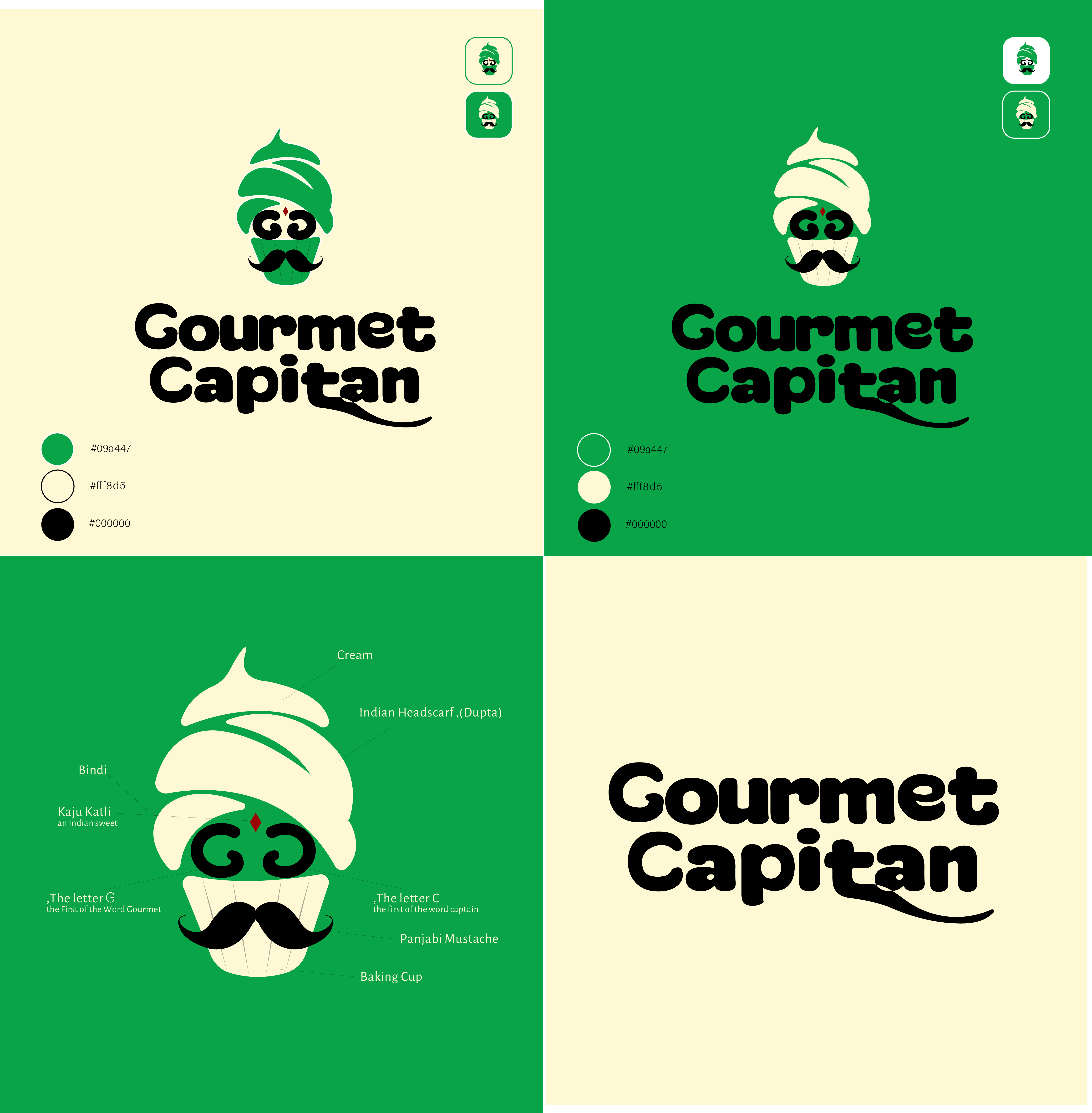 طراحی لوگو شرکت تولیدات شیرینی هندی به نام Gourmet Capitan 