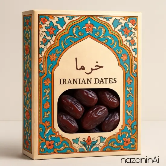 طراحی جدید بسته بندی خرمای ایرانی با سبک هنر اصیل ایرانی