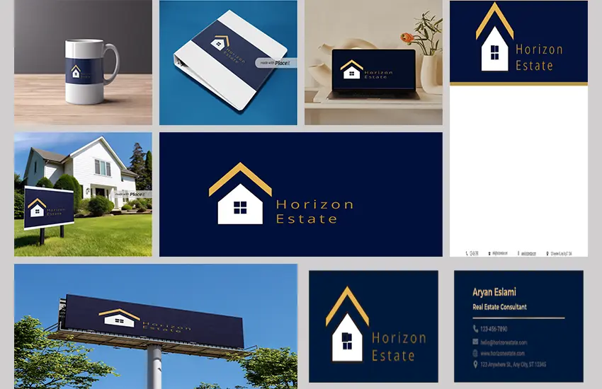 طراحی برند و هویت بصری برای شرکت املاک Horizon Estate