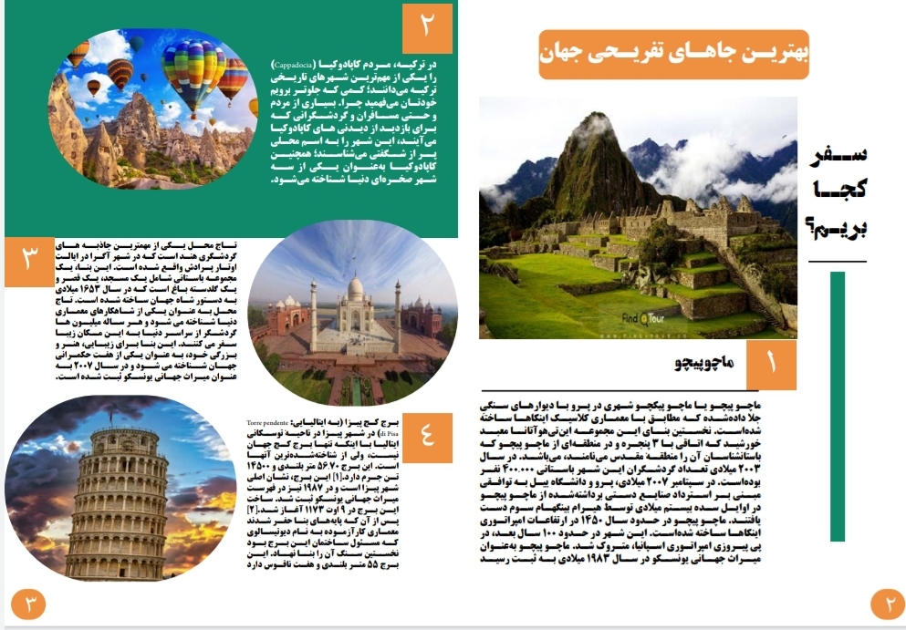 طراحی صفحات مجله گردشگری 