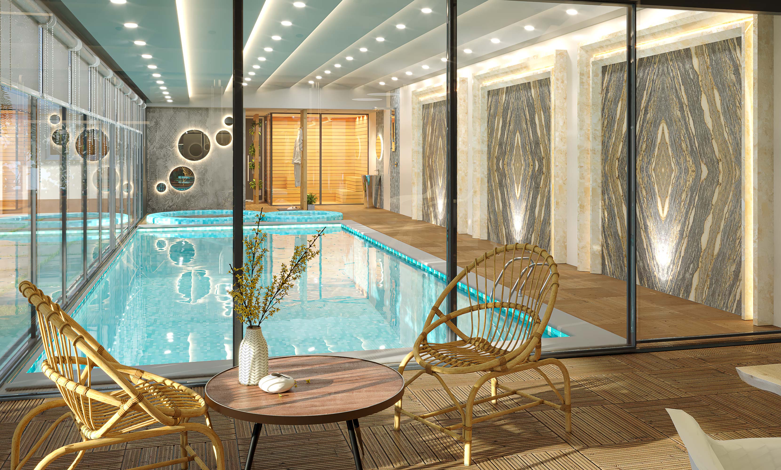 طراحی داخلی استخر ویلا